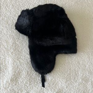 Black Faux Fur Bomber/Trapper Hat